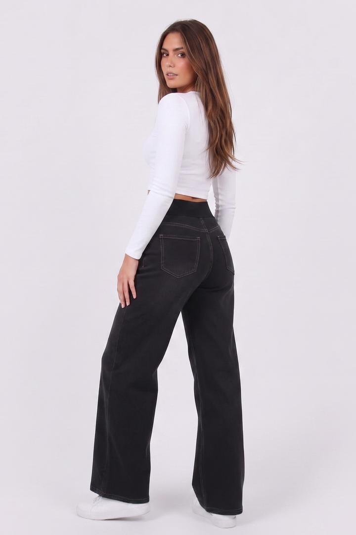 Snugz Flow Pants – High-Waisted wide leg super stretch soft -Black washaos-init aos-animate