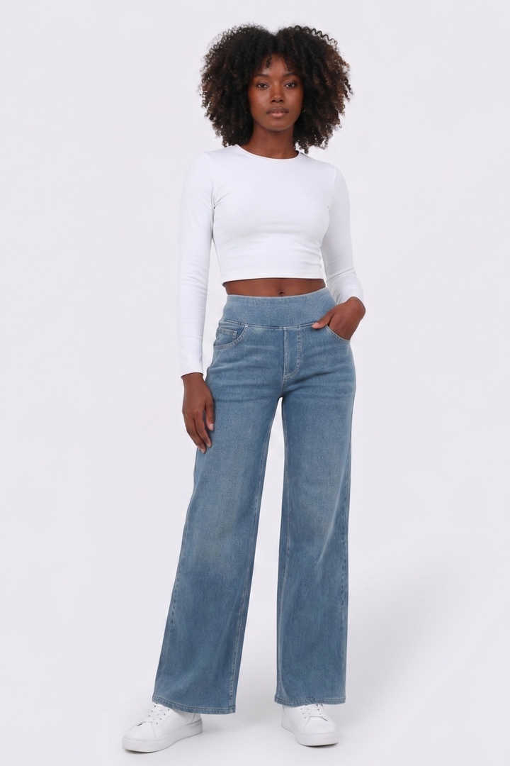 Snugz Flow Pants – High-Waisted wide leg super stretch soft -Light Blueaos-init aos-animate