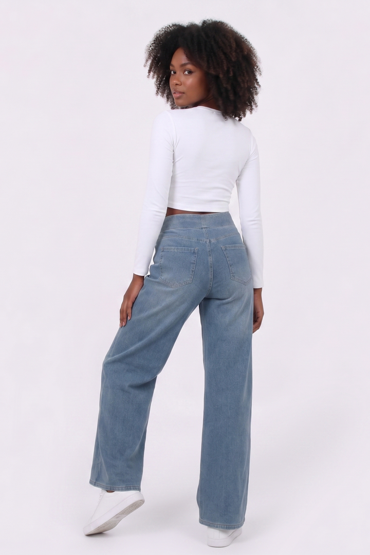 Snugz Flow Pants – High-Waisted wide leg super stretch soft -Light Blueaos-init aos-animate