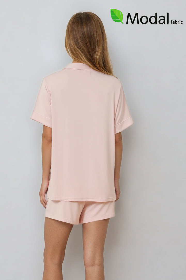 Cloudsoft Modal Short PJ Set - Dusty Pinkaos-init aos-animate