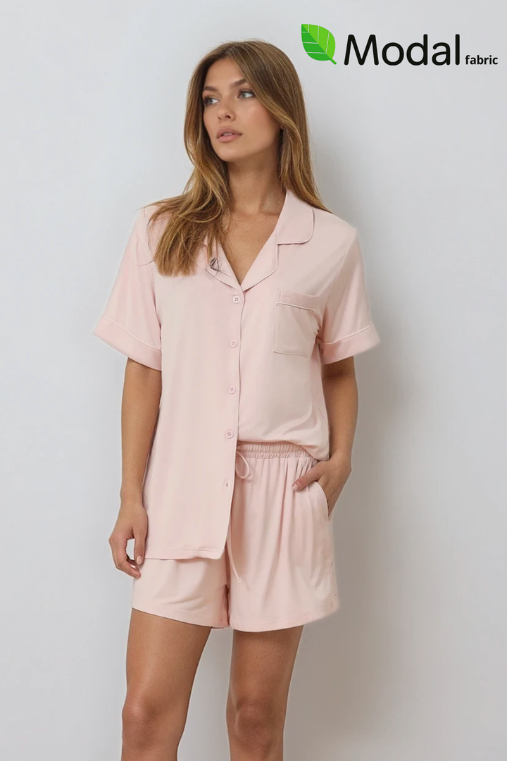 Cloudsoft Modal Short PJ Set - Dusty Pinkaos-init aos-animate