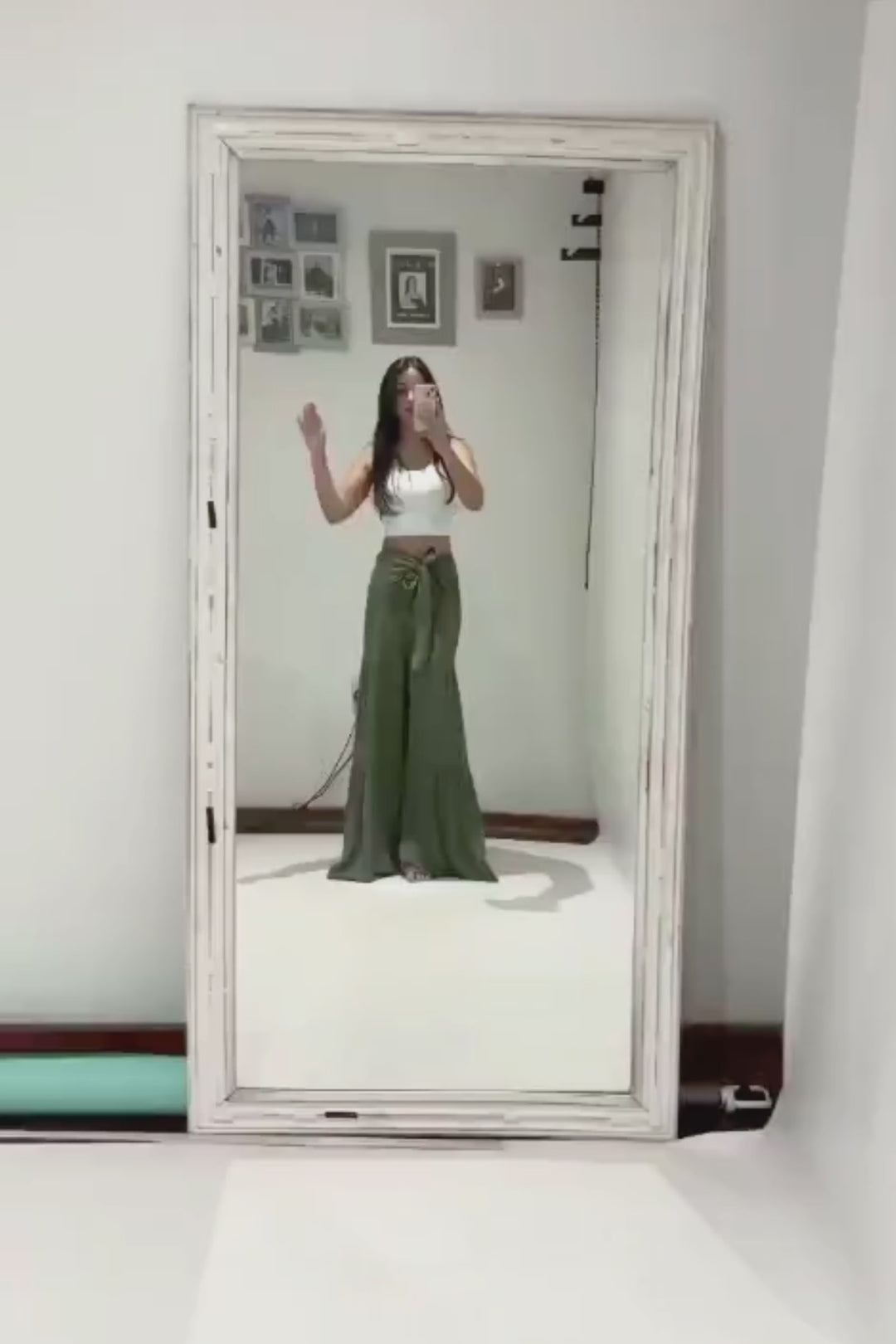 Happy Pants -tie wrap palazzo pants -Greenaos-init aos-animate