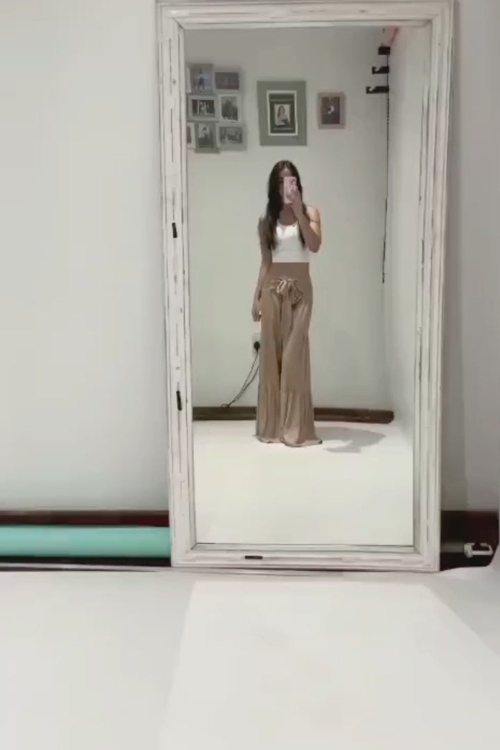 Happy Pants -tie wrap palazzo pants -Beigeaos-init aos-animate