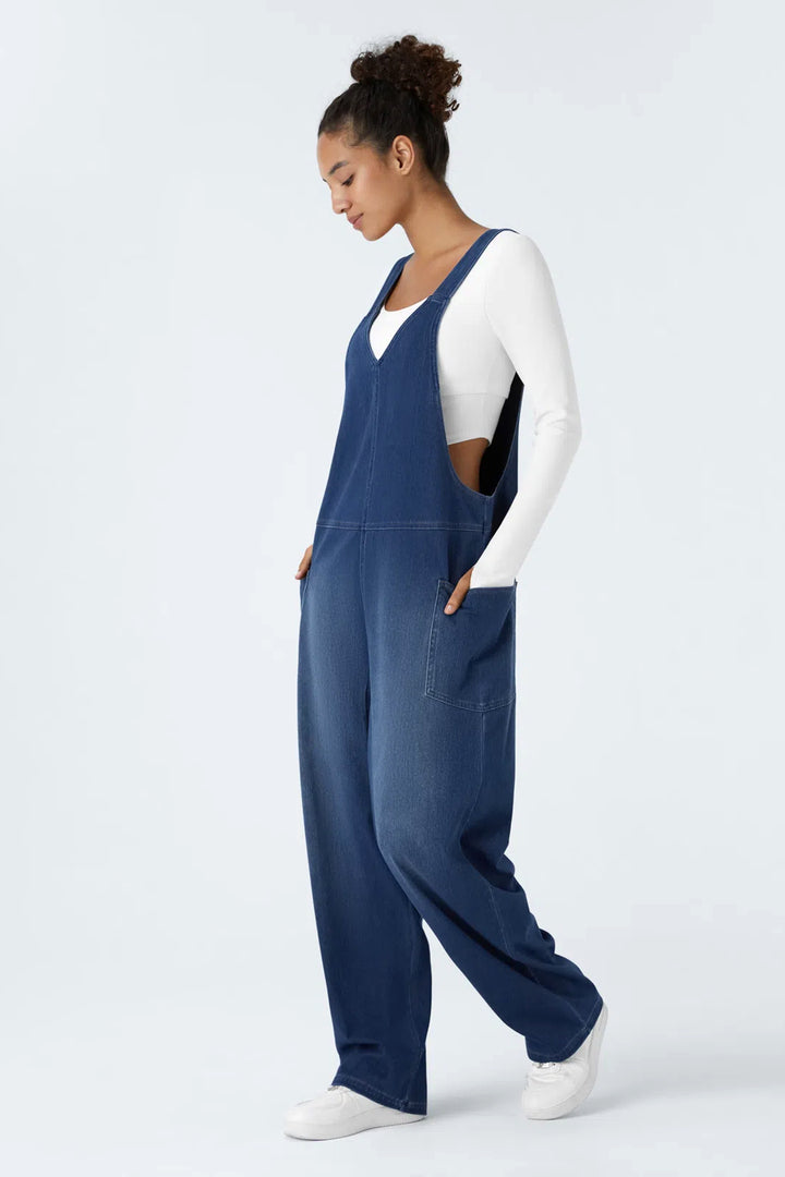 Snugz Super Stretch Denim Dungaree- Dark Blueaos-init aos-animate