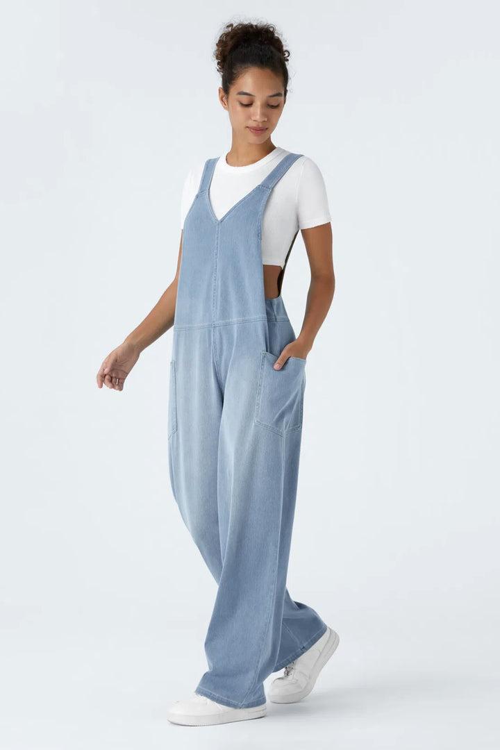 Snugz Super Stretch Denim Dungaree- light blueaos-init aos-animate