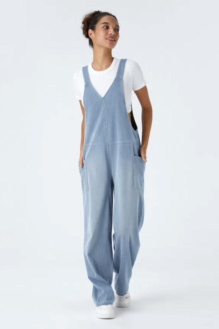 Snugz Super Stretch Denim Dungaree- light blueaos-init aos-animate