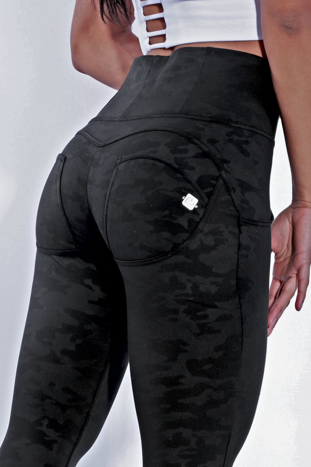 High waist Spandex Butt lifting leggings - Black Camoaos-init aos-animate