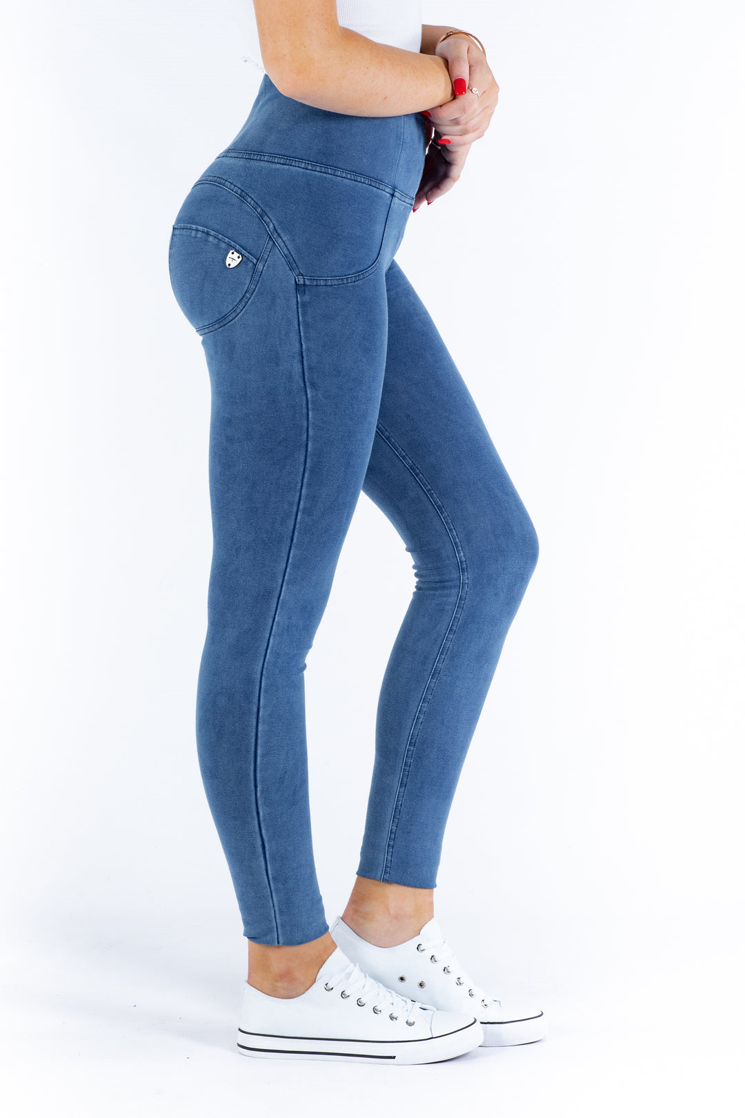High waist Butt lifting Shaping jeans/Jeggings - Light blueaos-init aos-animate