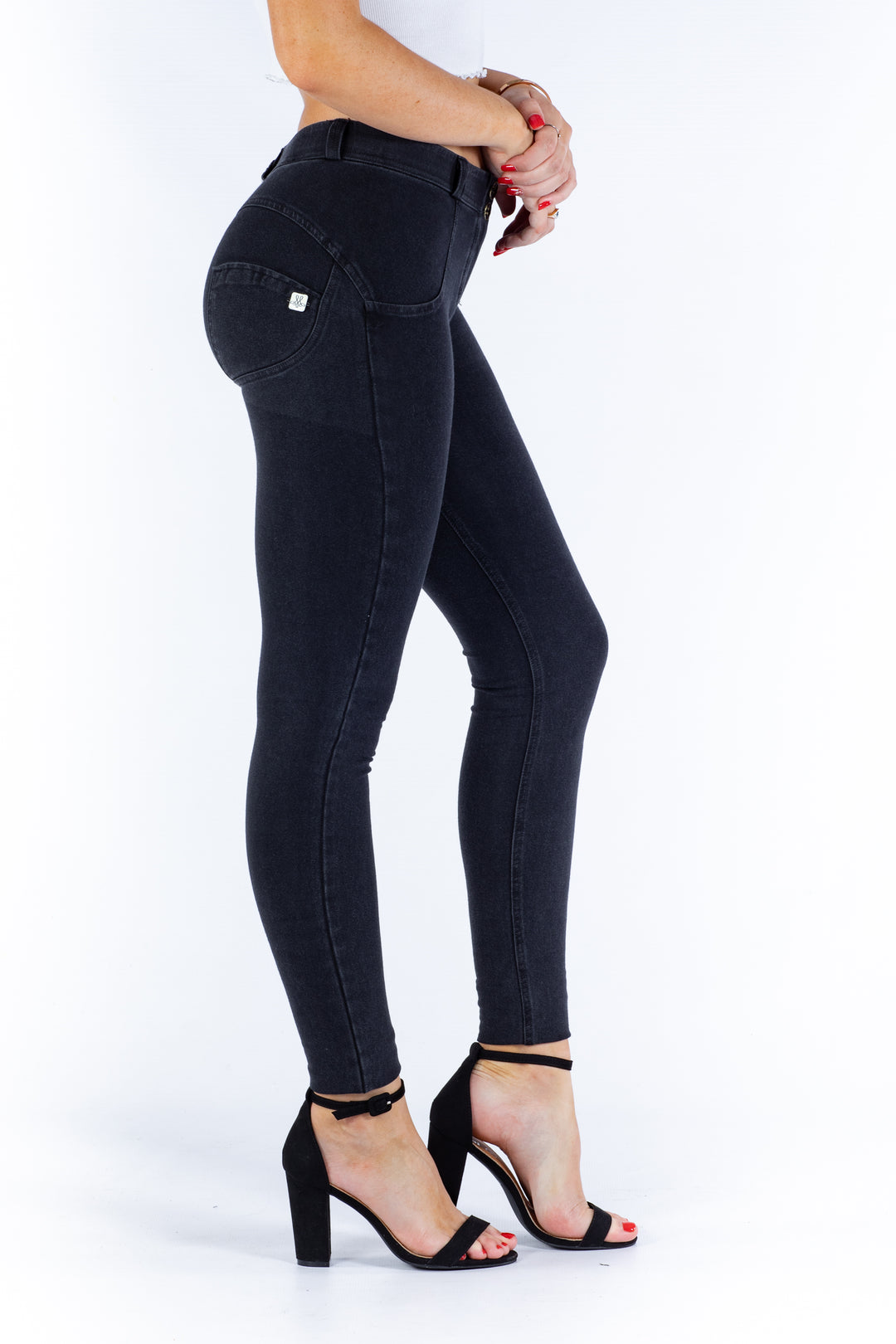 Mid waist Butt lifting Shaping Jeans/Jeggings - Black washaos-init aos-animate