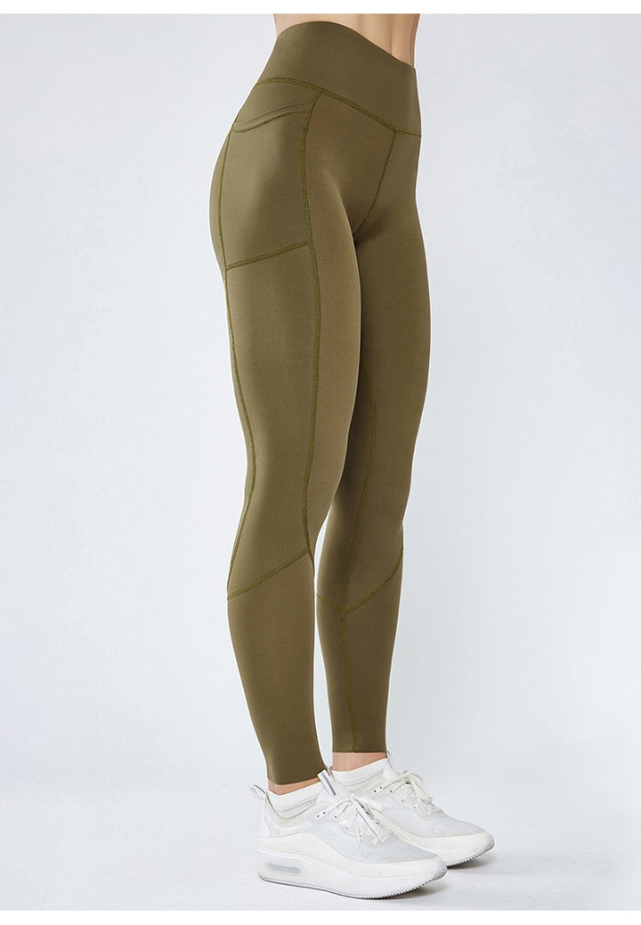 Shapewear Smoothie Compression Leggings with cell pocket - Khakiaos-init aos-animate