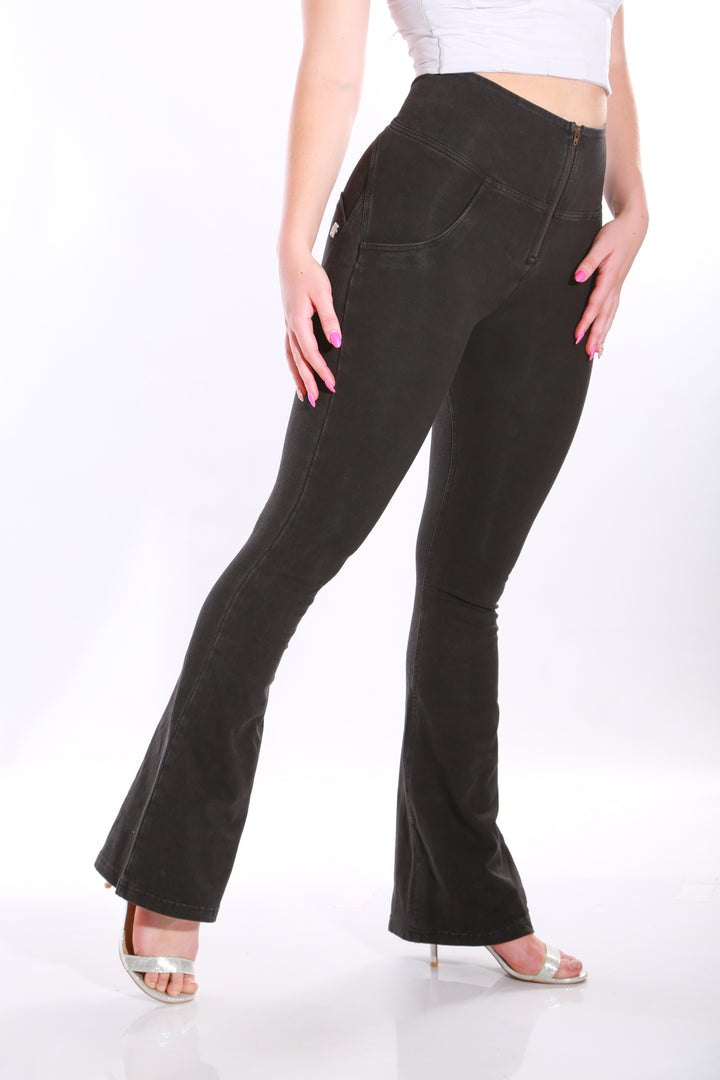 High waist Bootleg Butt lifting Flare Shaping jeans/Jeggings - Black washaos-init aos-animate