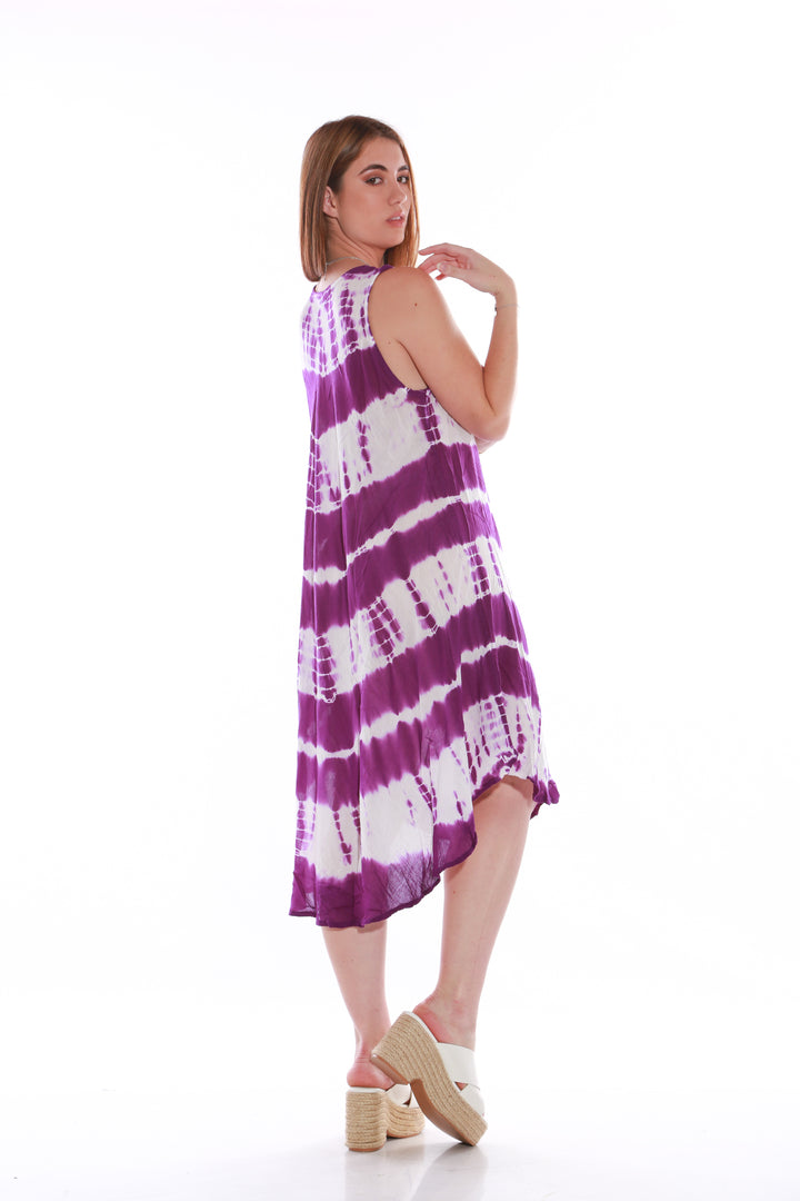 Beach Bunny sleeveless umbrella beach dress -Tie dyed Purpleaos-init aos-animate