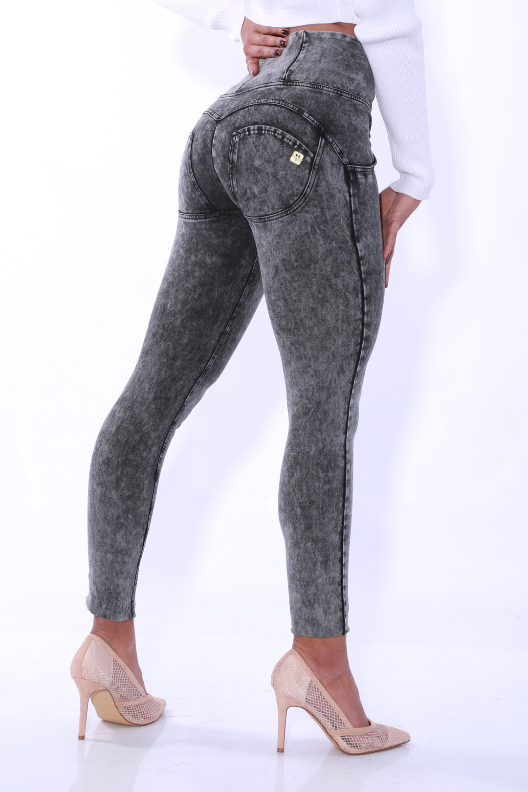 High waist Butt lifting Shaping jeans/Jeggings - Black Stoneaos-init aos-animate