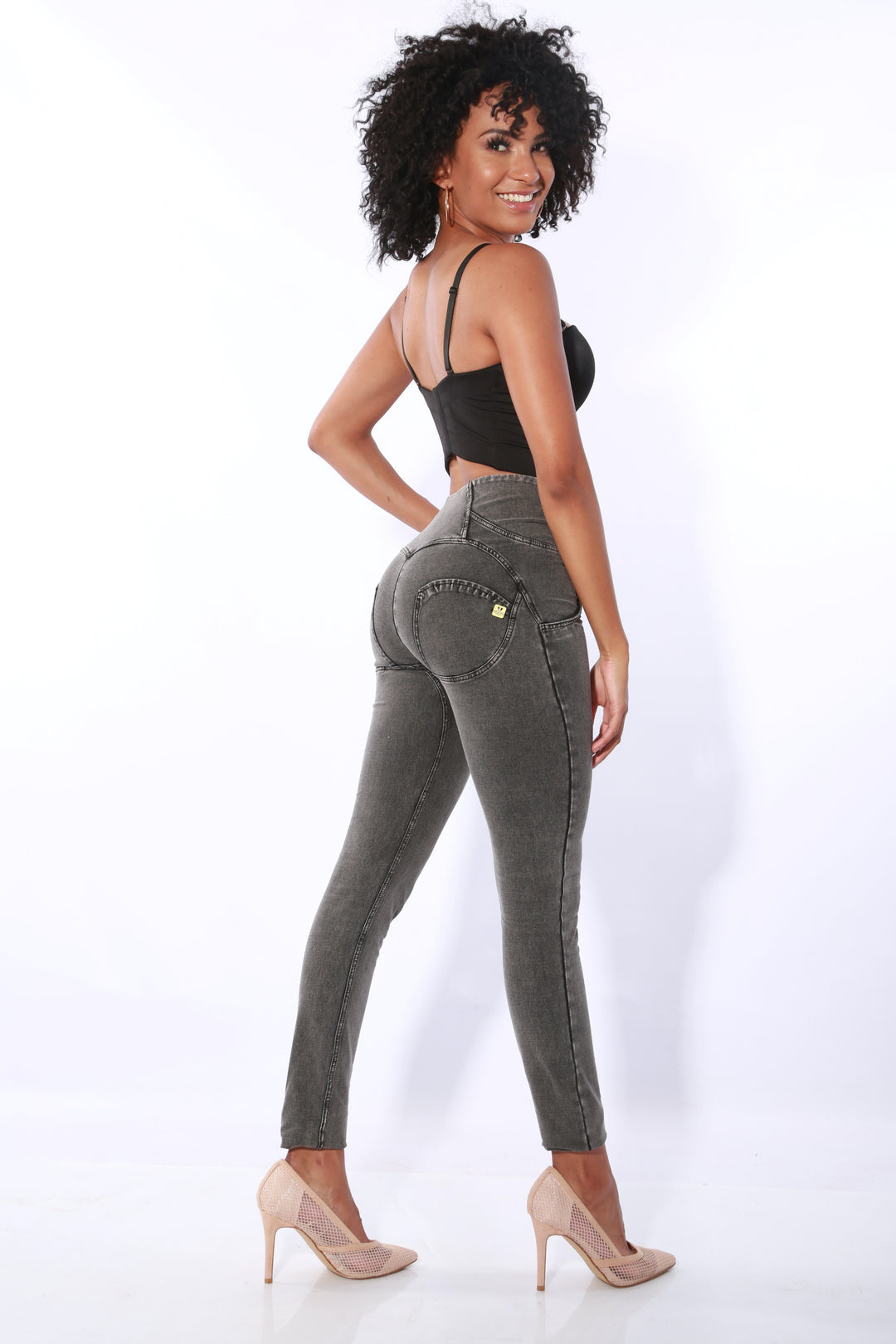 High waist Butt lifting Shaping jeans/Jeggings - Black Stoneaos-init aos-animate