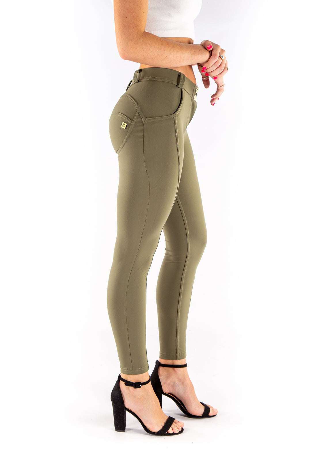 Low waist hipster Butt lifting shaping leggings -  Silky soft Spandex Oliveaos-init aos-animate