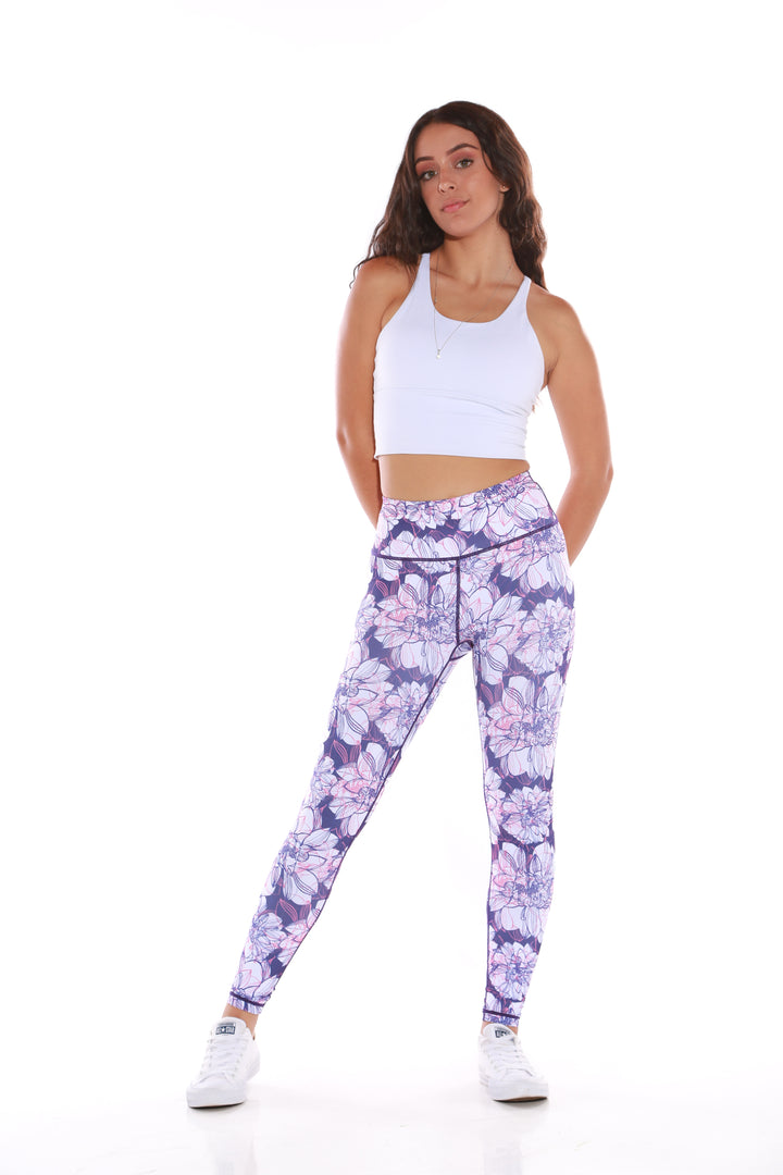 Gym Bunny Expression leggings - Purple Floralaos-init aos-animate