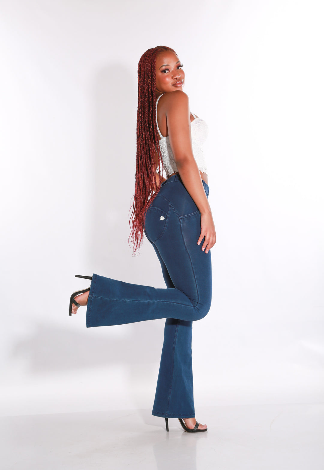 Mid waist Shapewear Bootleg Butt lifting Shaping Jeans/Jeggings - Dark Blue  – Shape Wear Shop