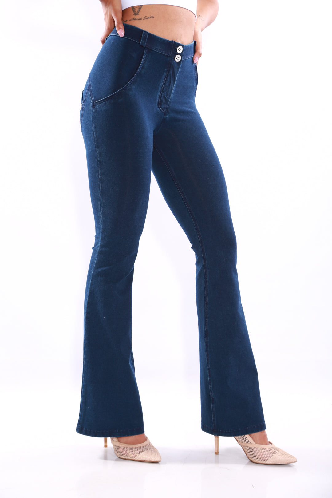 Mid waist Bootleg Butt lifting Shaping Jeans/Jeggings - Dark Blueaos-init aos-animate